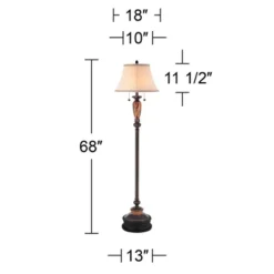 Kathy Ireland Sonnett Vintage Rustic Floor Lamp With Black Riser 68" Tall Bronze Metal Faux Marble Ivory Linen Bell Shade For Living Room Bedroom Home -Decora Shop GUEST 7f675379 86ee 4c6e 9896 e5a27060f7d2