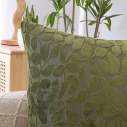 Kate Aurora Red Hook Cut Leaf Embossed Chenille Ultra Plush & Fluffy 18"x 18" Filled Accent Throw Pillow With Removable Zipper Shell/Cover -Decora Shop GUEST 82e43296 cafc 4a0a 9835 5aef6fb04da5