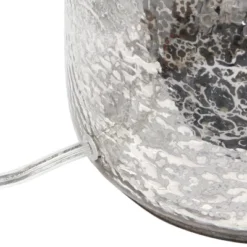 Mercury Hammered Glass Jar Table Lamp With Linen Shade Silver - Lalia Home -Decora Shop GUEST 83bead14 e9d4 4c4a 9991 d847dca696df