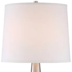 360 Lighting Karla Art Deco Style Table Lamps 25" High Set Of 2 Brushed Nickel With USB Charging Port And Table Top Dimmers White Fabric Drum For Desk -Decora Shop GUEST 868b441e 1e68 45fd afac ef63ce4d76d5