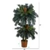Nearly Natural 5-ft And 3-ft Double Sago Palm Artificial Tree With Basket