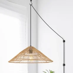 20.25" 1-Light Nova Farmhouse Coastal Rattan LED Pendant Brown - JONATHAN Y -Decora Shop GUEST 8793ca34 0825 4951 85ea 4b5f5c9b5b33