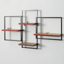 Sullivans Quadrate Open Wood Wall Shelf 20"H Black -Decora Shop GUEST 87b6c778 339b 4e67 9f88 f551dd0c3eed