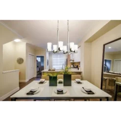 Ciara Springs 6 Light Chandelier Silver/White - EGLO -Decora Shop GUEST 88fd824d acd8 4299 8fd0 01bf33db9c3f