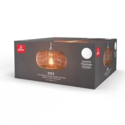 Fitz 1-Light Plug-In Or Hardwire Rattan Shade Pendant Lighting - Globe Electric