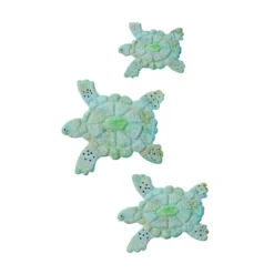 Sea Turtle Wall Art- Nautical 3D Metal Hanging Decor-Vintage Coastal Seaside Inspired Style-Under Water Sea Life Ocean By Hastings Home 3PC