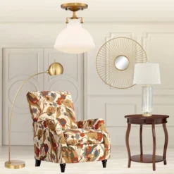 Possini Euro Design Modern Ceiling Light Semi Flush Mount Fixture 9 1/2" Wide Gold Shapely Opal Glass Shade For Bedroom Kitchen Living Room Hallway -Decora Shop GUEST 8d9b838f 2b9b 40e3 b307 ca5400f77618