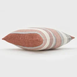 18"x18" Freja Striped Chenille Woven Square Throw Pillow - Evergrace