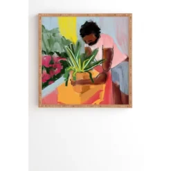 Kc Lo 'Let's Make This House A Home' Bamboo Framed Wall Canvas Pink - Deny Designs -Decora Shop GUEST 8ed364fb a04c 4717 9bf1 58954065c629