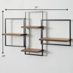 Sullivans Quadrate Open Wood Wall Shelf 20"H Black -Decora Shop GUEST 8f1fc26f 91d5 41eb bb3c e95346099fcd