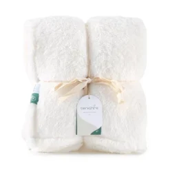 50"x60" 300 Recycled Fluffie Throw Blanket Light Cream - Berkshire Blanket & Home Co.