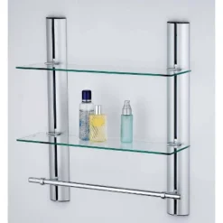7" X 20" 2 Tier Adjustable Glass Shelf With Towel Bar Wall Shelf - Danya B. -Decora Shop GUEST 90d5ec4c cbd1 4554 9512 7be769b416f9