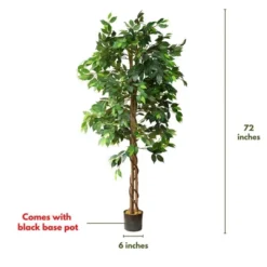 Forever Leaf 72" Artificial Ficus Silk Tree In Black Pot, Indoor Artificial Plant For Home Decor -Decora Shop GUEST 91493a6f 92cf 44d1 9674 9993cab9e433