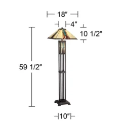 Robert Louis Tiffany Ranier Rustic Mission Floor Lamp 59 1/2" Tall Bronze With LED Nightlight Stained Art Glass Shade For Living Room Bedroom Office -Decora Shop GUEST 91b537b7 1199 4fc6 ba0f e764f10d031c