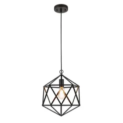 12.5" Metal Geometric Open Cage Mini Pendant Black - Cresswell Lighting -Decora Shop GUEST 91c25e46 9769 44ea a412 6f0aeccfdf02