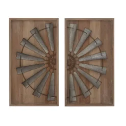 Wood Windmill Wall Decor With Wood Backing Set Of 2 Gray - Olivia & May -Decora Shop GUEST 932bcb0f 9fe2 4089 82af 03677598b018