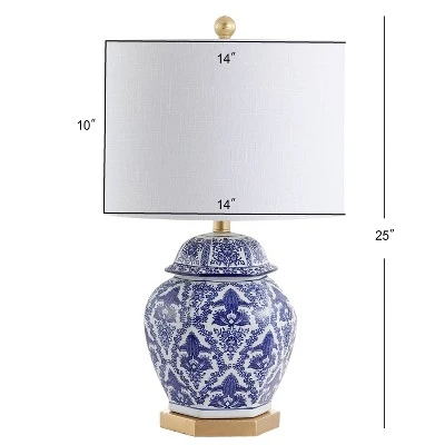 25" Ceramic/Metal Gretchen Ginger Jar Table Lamp (Includes LED Light Bulb) Blue - JONATHAN Y 3 25" Ceramic/Metal Gretchen Ginger Jar Table Lamp (Includes LED Light Bulb) Blue - JONATHAN Y - Image 3