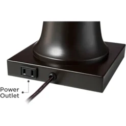 Regency Hill Hadley Industrial Table Lamps Set Of 2 26" High Bronze With AC Power Outlet Ivory Pleat Shade For Bedroom Living Room Bedside Office Desk -Decora Shop GUEST 95015d7e 881a 4ad1 94a2 f4002289044f