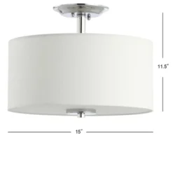 15" Marc Metal/Linen LED Semi-Flush Mount Chrome (Includes Energy Efficient Light Bulb) - JONATHAN Y -Decora Shop GUEST 9532ed43 d4bb 4ed5 9b49 9a9a73d440db