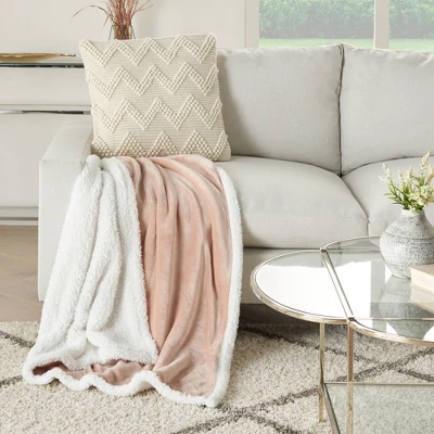 50"x60" Velvet Faux Shearling Reversible Throw Blanket - Mina Victory 2 50"x60" Velvet Faux Shearling Reversible Throw Blanket - Mina Victory - Image 2