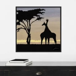 22" X 22" Savanna Giraffes IV By James Burghardt Framed Canvas Wall Art Black - Amanti Art -Decora Shop GUEST 9816d945 46f6 4db5 b9ec 0ca542624aec