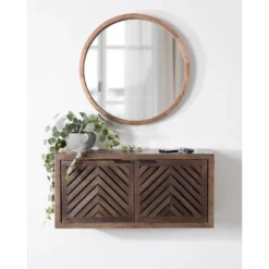 30" X 10" X 14" Mezzeta Decorative Coastal 2 Door Wall Cabinet Natural Wood - Kate & Laurel All Things Decor -Decora Shop GUEST 9a0cf05c 78fa 48c5 8a22 f69a6d0c5e30