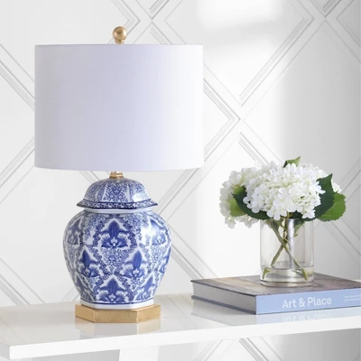 25" Ceramic/Metal Gretchen Ginger Jar Table Lamp (Includes LED Light Bulb) Blue - JONATHAN Y 2 25" Ceramic/Metal Gretchen Ginger Jar Table Lamp (Includes LED Light Bulb) Blue - JONATHAN Y - Image 2