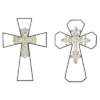 Set Of 2 Metal Cross Carved Wood Wall Decors Black - Olivia & May