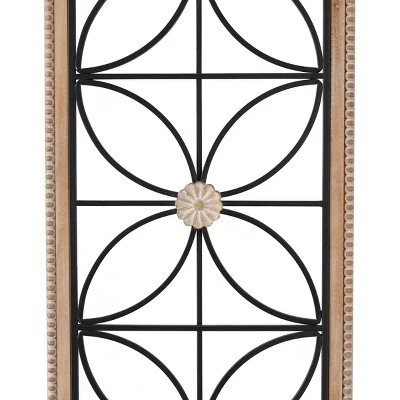 Metal Floral Wall Decor With Brown Frame Black - Olivia & May 1 Metal Floral Wall Decor With Brown Frame Black - Olivia & May