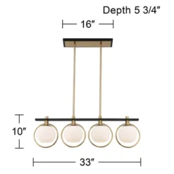 Possini Euro Design Carlyn Brass Black Linear Island Pendant Chandelier 33" Wide Modern White Glass Shade 4-Light LED Fixture For Dining Room Kitchen -Decora Shop GUEST 9db9d07e 0dff 4ca8 821a 97332964a524