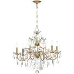 Vienna Full Spectrum DeMallo Gold Chandelier 26" Wide French Scroll Arm Clear Crystal 6-Light Fixture For Dining Room House Foyer Kitchen Island Home -Decora Shop GUEST 9fc3a400 a004 4d0d 8df8 f29bc510c7c9