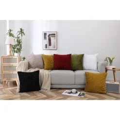 Kate Aurora Red Hook Cut Leaf Embossed Chenille Ultra Plush & Fluffy 18"x 18" Filled Accent Throw Pillow With Removable Zipper Shell/Cover -Decora Shop GUEST a30ef815 24ed 4e29 9d37 e9532aa6c492