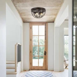 15.75" 3-Light Lyla Rustic Farmhouse Iron LED Flush Mount Wood Finished/Oil Rubbed Bronze - JONATHAN Y -Decora Shop GUEST a4ad1158 87c6 47c1 b1b1 28b1ff01b560