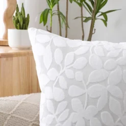 Kate Aurora Red Hook Cut Leaf Embossed Chenille Ultra Plush & Fluffy 18"x 18" Filled Accent Throw Pillow With Removable Zipper Shell/Cover -Decora Shop GUEST a5eb033e 04dd 4100 87ea 4984cc1c5125