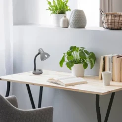 14.25" Traditional Fundamental Metal Desk Task Lamp And Bowl Shaped Shade With Flexi Gooseneck Gray - Creekwood Home -Decora Shop GUEST a778f7b5 9b7e 4579 80fb 82cd13ffb2d4