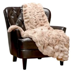 Chanasya Ruched Luxurious Soft Faux Fur Throw Blanket - Fuzzy Plush And Elegant With Reversible Mink Blanket (50x65 Inches) -Decora Shop GUEST ae00102e bafe 45a9 b48f f0c59a6dfb00
