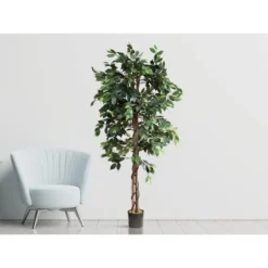Forever Leaf 72" Artificial Ficus Silk Tree In Black Pot, Indoor Artificial Plant For Home Decor -Decora Shop GUEST af39dab4 a753 45bf 9762 e52c1e1895d0
