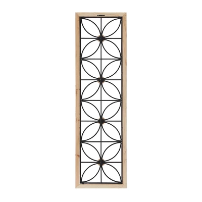Metal Floral Wall Decor With Brown Frame Black - Olivia & May 4 Metal Floral Wall Decor With Brown Frame Black - Olivia & May - Image 4