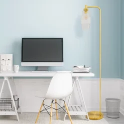 63" Kyra Pillar Shade Floor Lamp Gold - River Of Goods -Decora Shop GUEST b38c0d7c 4986 458c a60c 6702eeb2e089