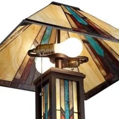 Robert Louis Tiffany Ranier Rustic Mission Floor Lamp 59 1/2" Tall Bronze With LED Nightlight Stained Art Glass Shade For Living Room Bedroom Office -Decora Shop GUEST b6248e0a 05b9 4a5f 9229 a24316ba4b44