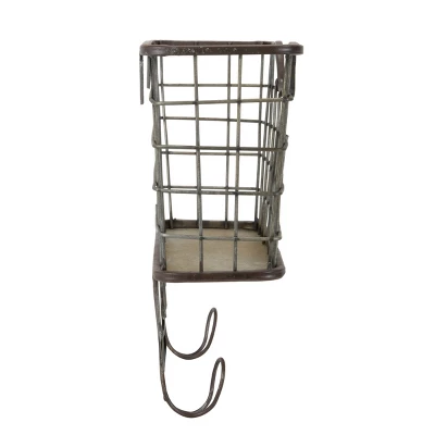 Rustic Distressed Wire Metal Hanging Wall Mail Pocket - Foreside Home & Garden 2 Rustic Distressed Wire Metal Hanging Wall Mail Pocket - Foreside Home & Garden - Image 2