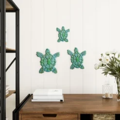 Sea Turtle Wall Art- Nautical 3D Metal Hanging Decor-Vintage Coastal Seaside Inspired Style-Under Water Sea Life Ocean By Hastings Home 3PC -Decora Shop GUEST b7dd4593 c816 401c 93ae 807e8a1c6203