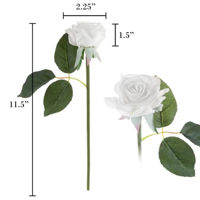 Artificial Open Rose Bundles ? 18PC Real Touch Fake 11.5-Inch Flowers With Stems For Home Décor, Wedding Or Bridal/Baby Showers By Pure Garden (White) 1 Artificial Open Rose Bundles ? 18PC Real Touch Fake 11.5-Inch Flowers With Stems For Home Décor, Wedding Or Bridal/Baby Showers By Pure Garden (White)
