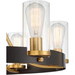 Stiffel Ferrers Dark Bronze Gold Chandelier 26" Wide Clear Glass Shade 6-Light Fixture For Dining Room House Foyer Kitchen Island Entryway Bedroom -Decora Shop GUEST bcfa5d17 4134 41e7 82db 185fcb27b973