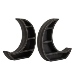 2 Pack Wooden Moon Shelf, Rustic Wall Home Decor, Crystal Holder For Stones Display And Essential Oils (10 X 10 X 2 In) -Decora Shop GUEST bfd809a3 c507 408a ac19 8939f550f21f