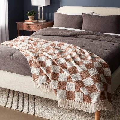60"x80" Woven Cotton Checkered Bed Throw - Threshold™ -Decora Shop GUEST c1c3fabe ecff 49f7 9bea c7095211af79