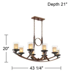 Franklin Iron Works Tafford Mahogany Wood Linear Pendant Chandelier 43 1/4" Wide Rustic Farmhouse Clear Glass 8-Light Fixture For Dining Room Kitchen -Decora Shop GUEST c26f402d a13c 4e1e b6c4 d3d06e4f8dd8
