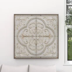 Rustic Metal Scroll Wall Decor With Embossed Details Gray - Olivia & May -Decora Shop GUEST c37dfebc 6374 4cc0 8ef4 454e2aa32ec8