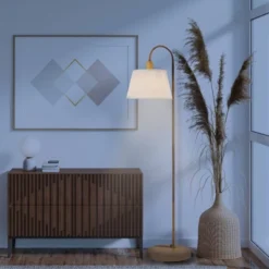 68" Maris Light Faux Wood Floor Lamp With White Patten Shade - Globe Electric -Decora Shop GUEST c47aa827 83b1 4782 a935 de2b127e5777