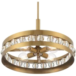 Stiffel Artyom Warm Gold Ring Pendant Chandelier 21 1/2" Wide Modern Clear Crystal Balls 4-Light Fixture For Dining Room House Foyer Kitchen Island -Decora Shop GUEST c682a296 6a2b 415c 9da2 ba6a85b83702